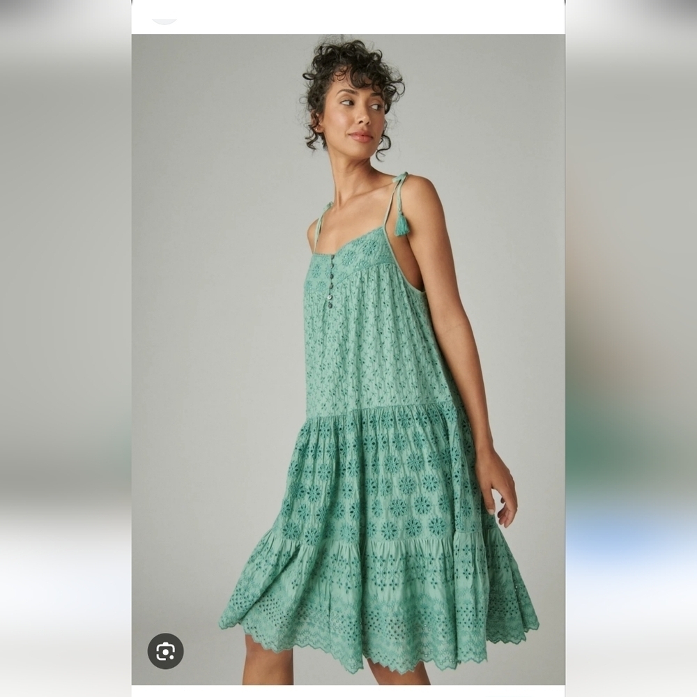 Lucky Brand Elegant Green Sleeveless Dress Size L